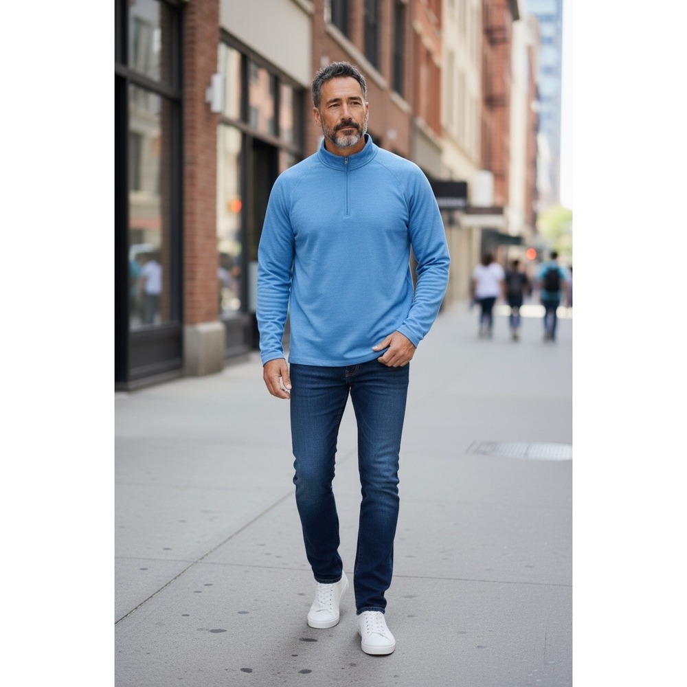 Peter Millar Crown Crafted Blue Merino Wool Quarter Zip Pullover MF23XK76 XL